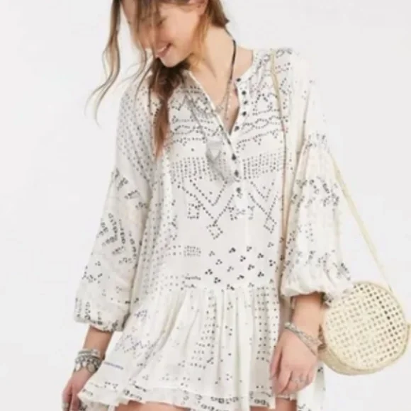 chinese dress ladies Free People Lace Up Kaftan Tunic Dress – White Chocolate Couture main image 0